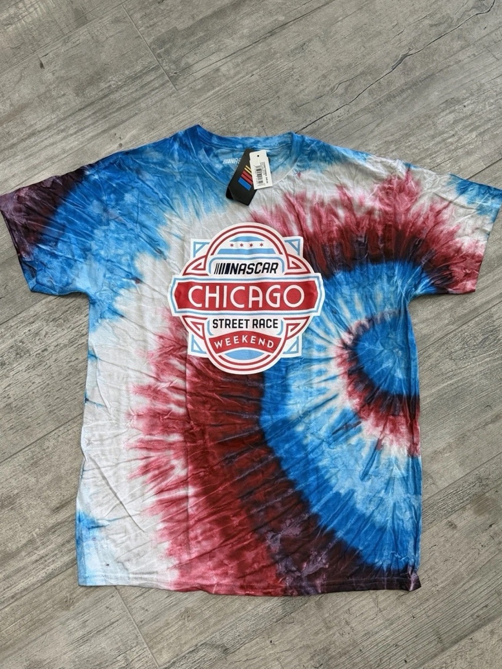 NASCAR Chicago 2025 Street Race Weekend Tie Dye 100% Cotton T-Shirt Sz L
